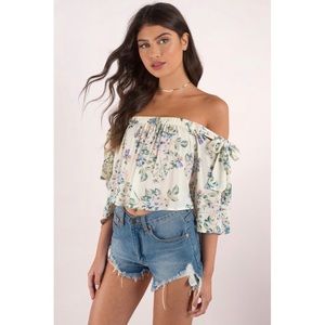 Tobi off the shoulder floral crop top